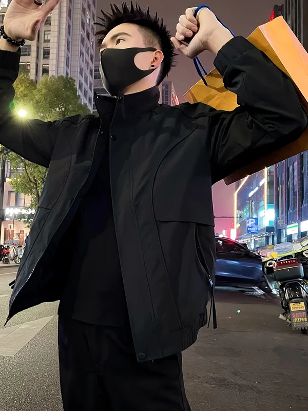 

Bla повседневная деловая мужская куртка с воротником-стойкой, весенне-осенняя новинка, брендовая рабочая одежда Sle Faion, верхняя одежда, свободная посадка из полиэстера