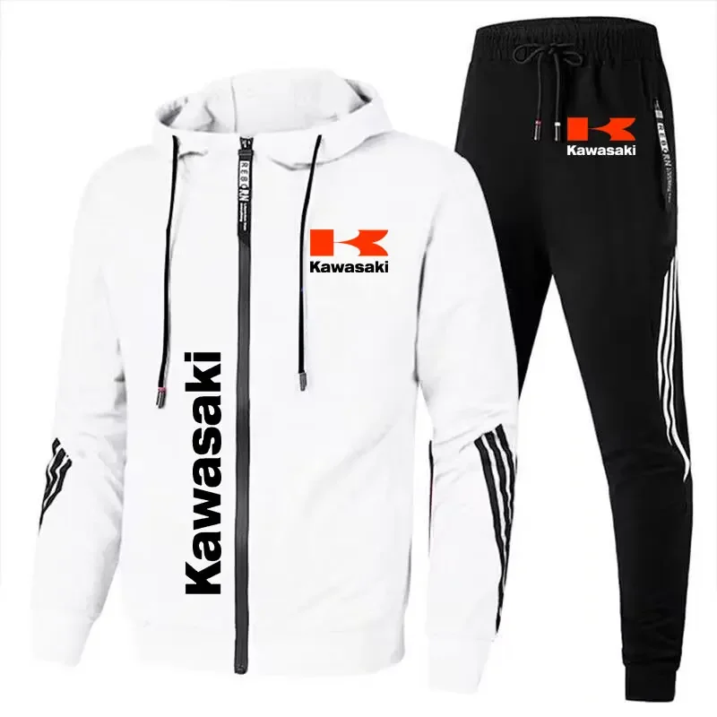 ชุดกางเกงมีฮู้ด Kawasaki-Men's, ชุดทีมรถจักรยานยนต์, เสื้อสเวตเตอร์ซิปแบบลำลอง, กางเกง, ชุดสูท, ชุดเสื้อโค้ทกีฬาปี 2024