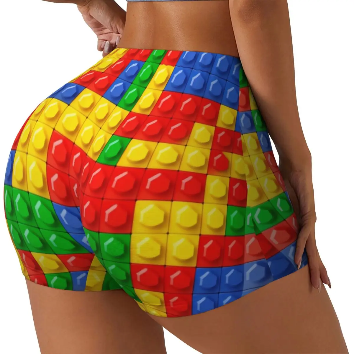 Custom Brick Builder Blocks Master Builder Workout Biker Running Shorts Women Gym Yoga Shorts