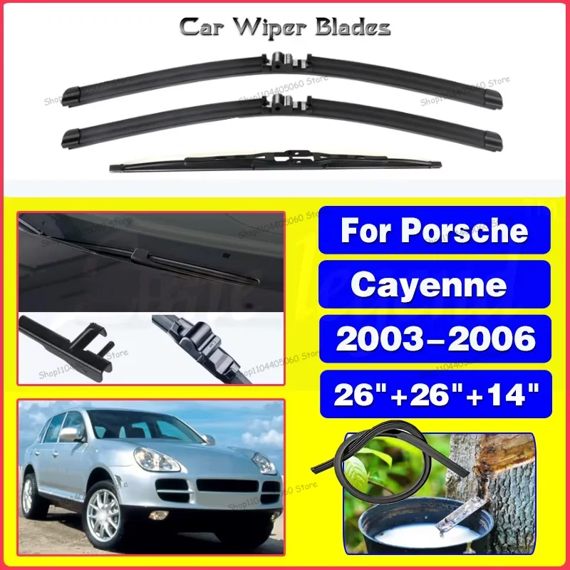 

Wiper Front Rear Wiper Blades Kit Set For Porsche Cayenne 2003 2004 2005 2006 Windshield Windscreen 26"+26"+14"