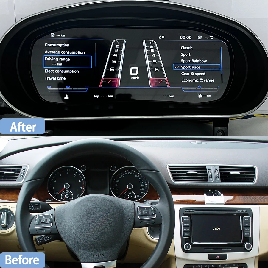 For VW Volkswagen Passat B6 B7 CC 2007-2018 Tachometer Odometer Instrument Cluster Digital Dashboard Speedometer Virtual Cockpit