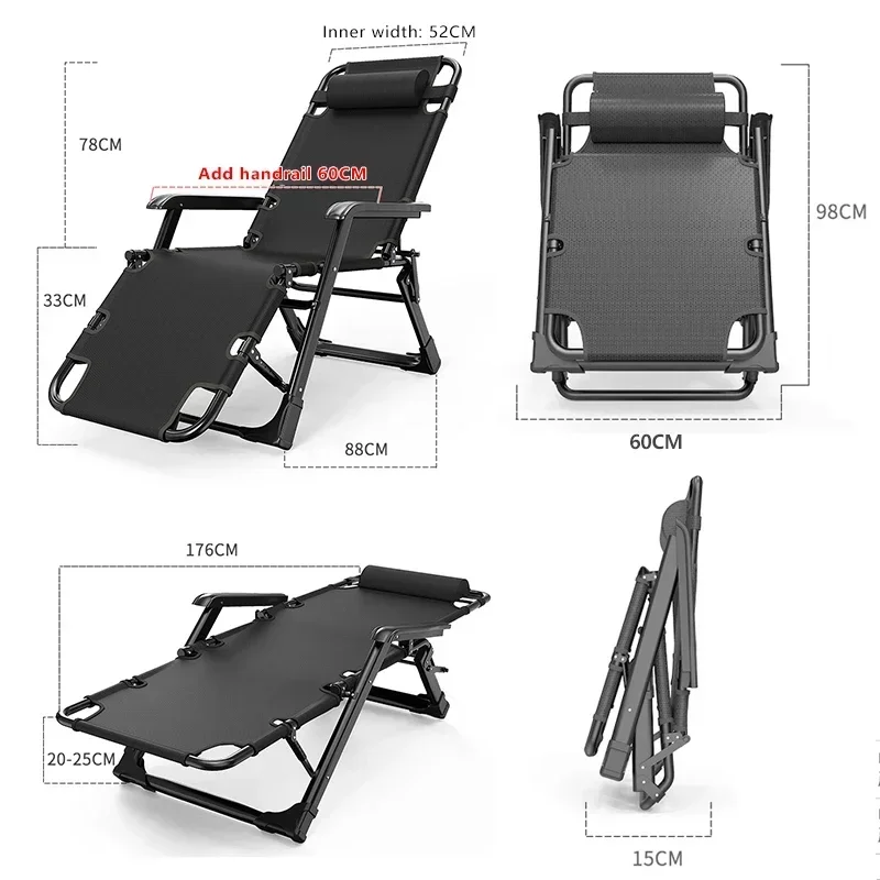 Household Dual-use Folding Bed Ultra Light Height Adjustable Portable Outdoor Camping Bed Sitting and Sleeping Lounge Chair