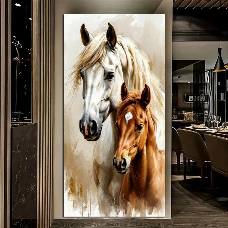 

Два лошади большого размера Diy алмазное искусство наборы для рисования животные полная квадратная круглая дрель мозаика вышивка картина Настенный декор