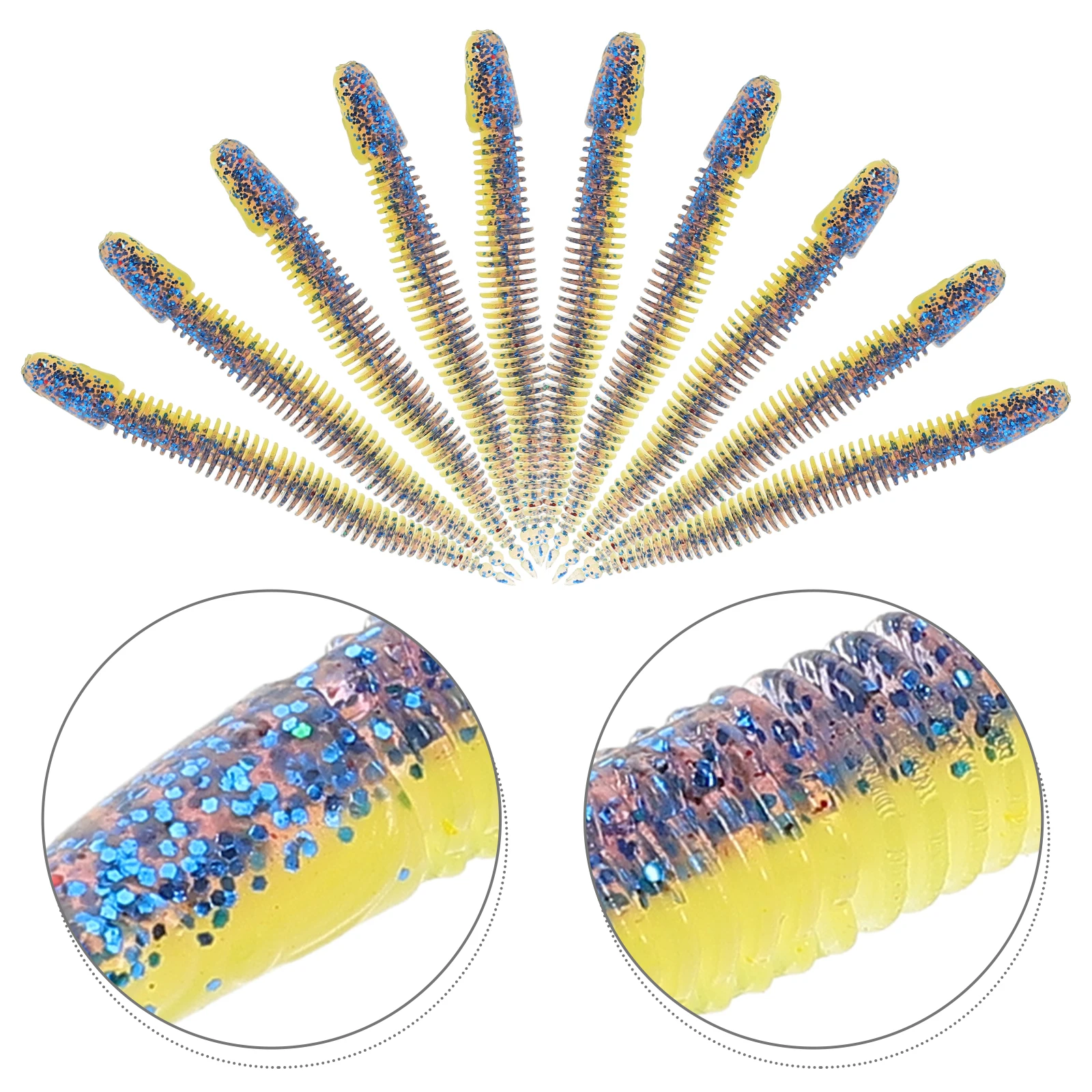 

45pcs Soft Lure Baits Lightweight Compact Portable Fishing Paddle Tail Swimbaits for Bass Black Pit Perch