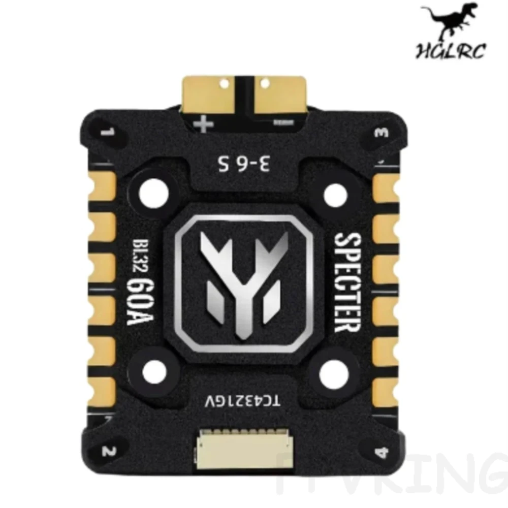 HGLRC SPECTER 60A 4-in-1 ESC - 3-6S BL32 128K CNC Heatsink 20×20mm High-Efficiency for FPV Racing & Freestyle Drones