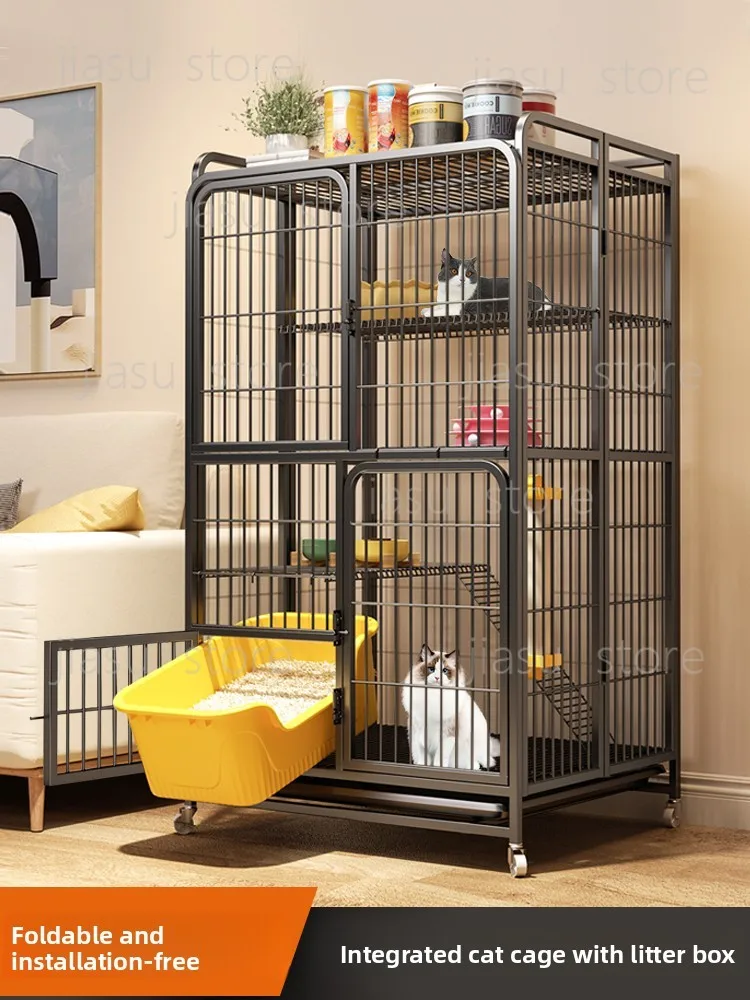

Large Space Foldable Cat Cage Home Indoor Cat Villa All-in-One with Toilet, Comfortable Cat Shelter