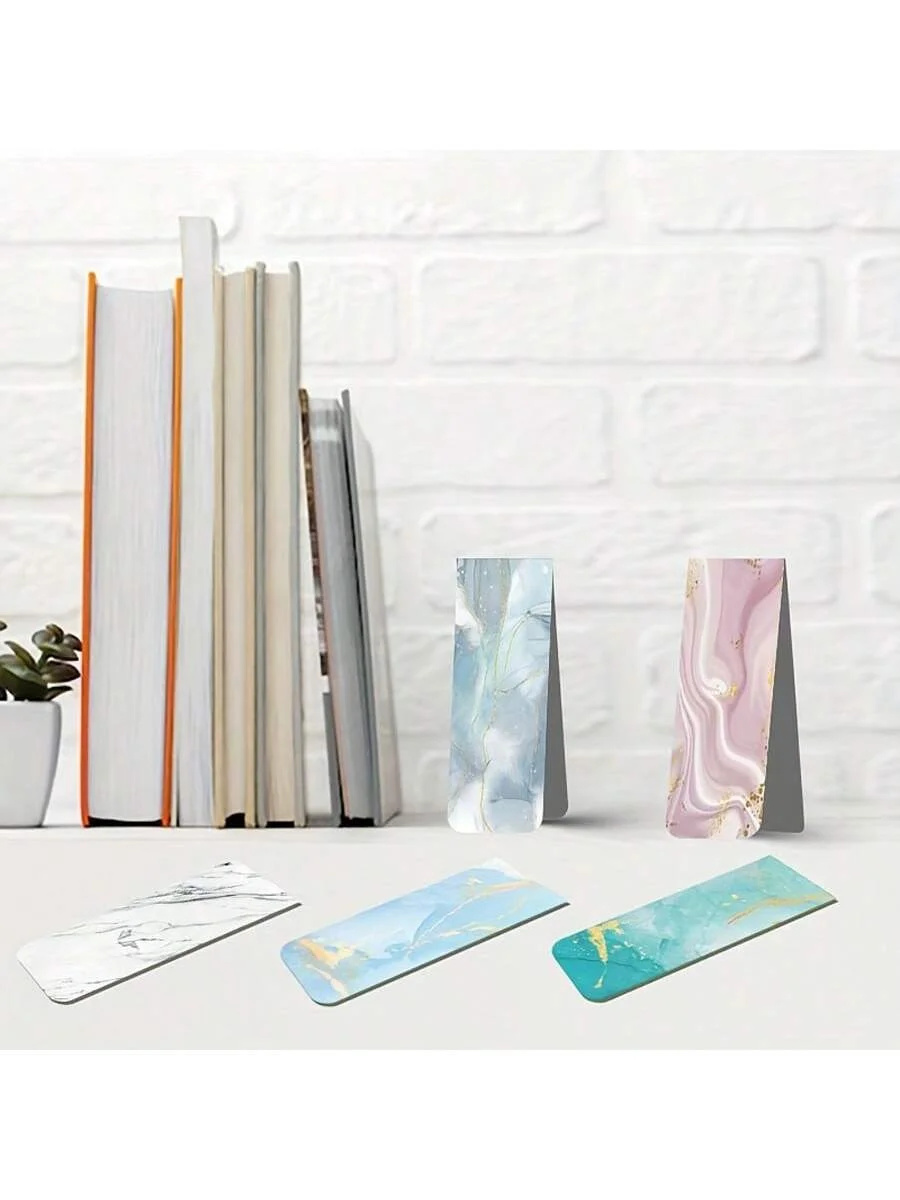 Picture 5: 10pcs Assorted Marble Design Magnetic Bookmarks - Durable Page Markers for Readers, Students, Teachers & Office Use