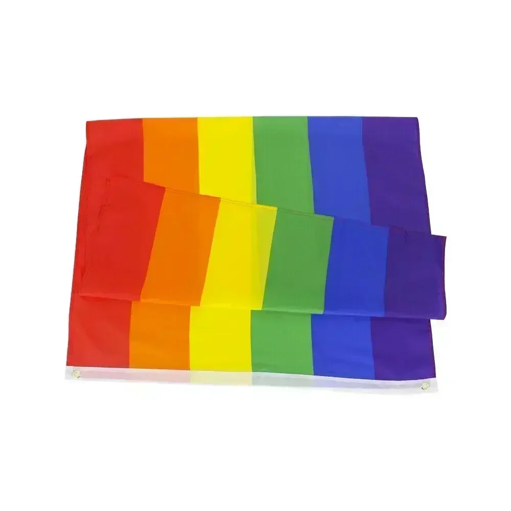 LGBT Rainbow Flag 90x150cm Gay Pride Flag Polyester with 2 Grommets for Outdoor Indoor Parade Decor, Premium Quality