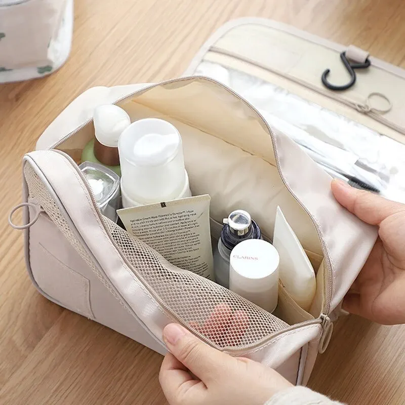 Borsa da toilette da viaggio portatile, borsa da appendere impermeabile, borsa per cosmetici con gancio per tasche in rete, accessori da viaggio,