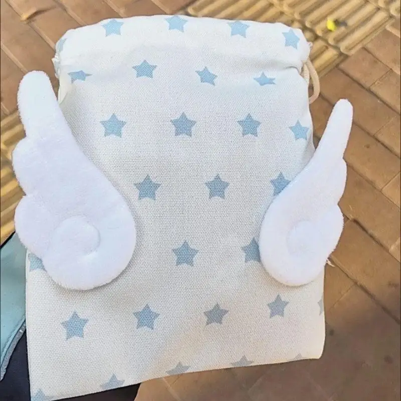 حار قماش أجنحة الملاك نجوم حقيبة مستحضرات تجميل المحمولة شعاع الرباط حقيبة الفراولة الموسيقية ملاحظات الغبار حقيبة التخزين ماكياج الحقيبة #3