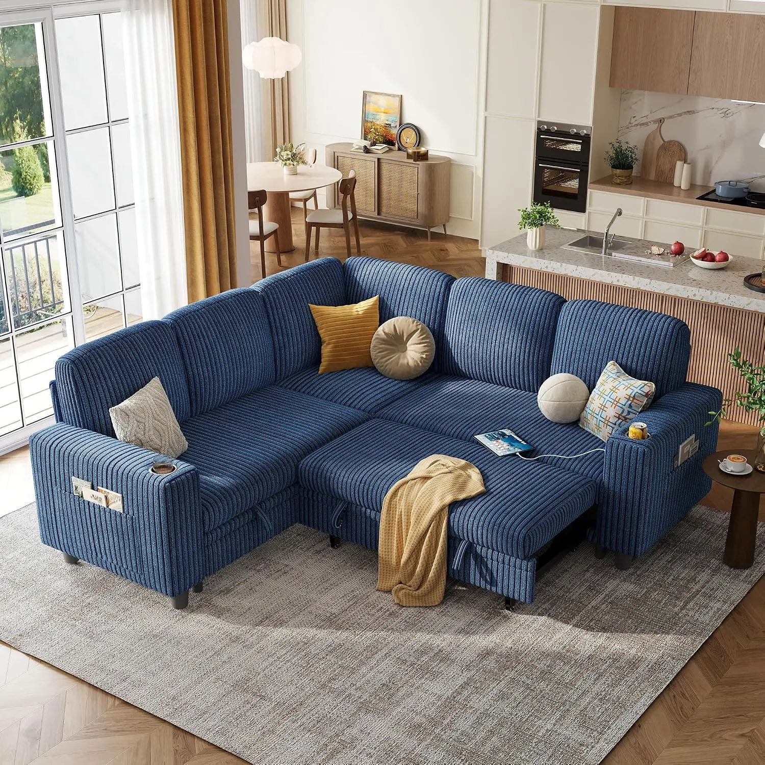 L Shape 5 Seats Sofa for Living Room, 81