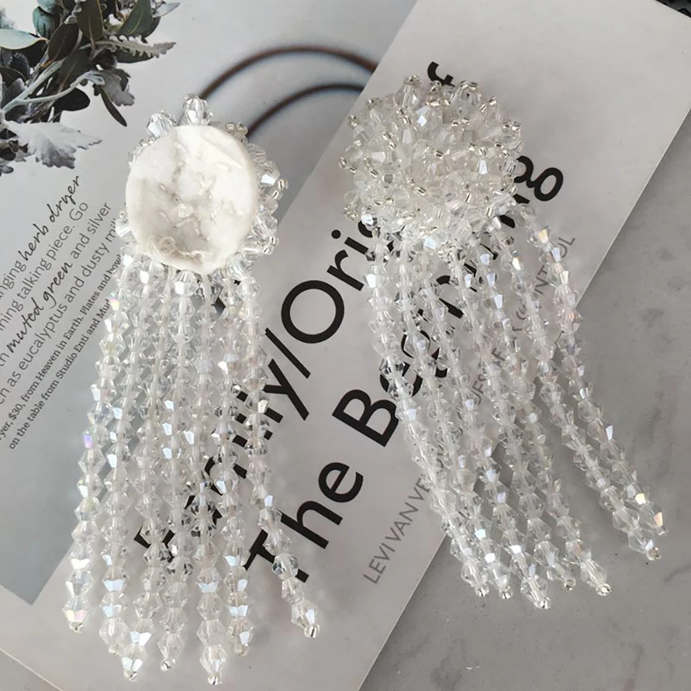 MAXSIN FUN 1 Pc High Quality Handmade Beaded Rhinestone Sticker Fringes Patch for Clothing Shoes Bag Decorative DIY