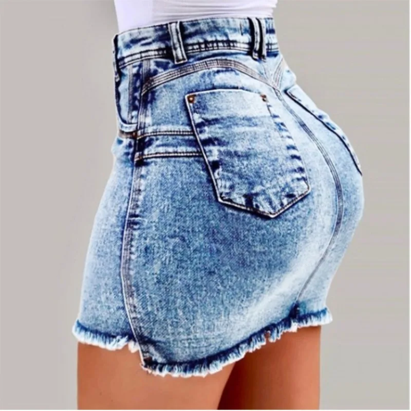 2024 Spring Summer New Women's Clothing Solid Color Short Skirt Sexy Sheath Denim Skirt