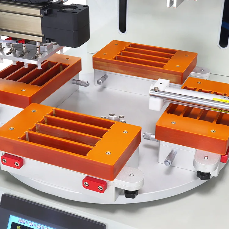 Four-station manipulator blanking turntable screen printing machine, splitter screen printing machine