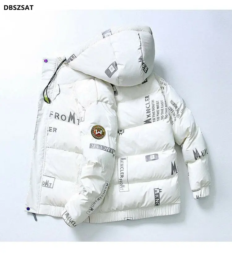 New men's fashion brand winter white duck down jacket Korean version of the trend of thickening short shiny jacket casual youth