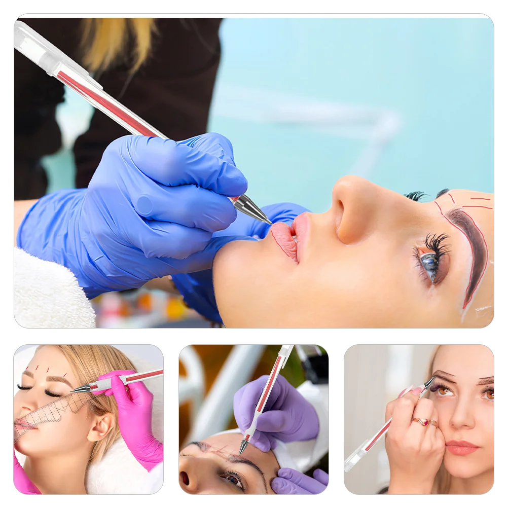 10Pcs Waterproof Skin Marker Pens Portable Eyebrow Positioning Marker Pen for Surgery Tattoo Supplies Skin Position Pen