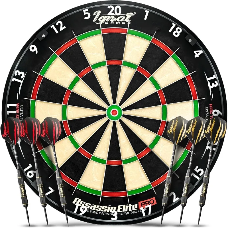 

s Dart Board Professional Competition Size Kenyan Sisal Dart Board for Adults Staple-Free Ultra Thin Wire Spider Dartboard