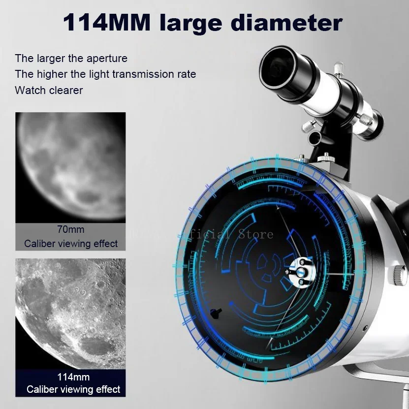 Imagem -03 - Telescópio Monocular Astronômico Profissional Grande Abertura Observação de Pássaros 114 mm 35x875x F70076