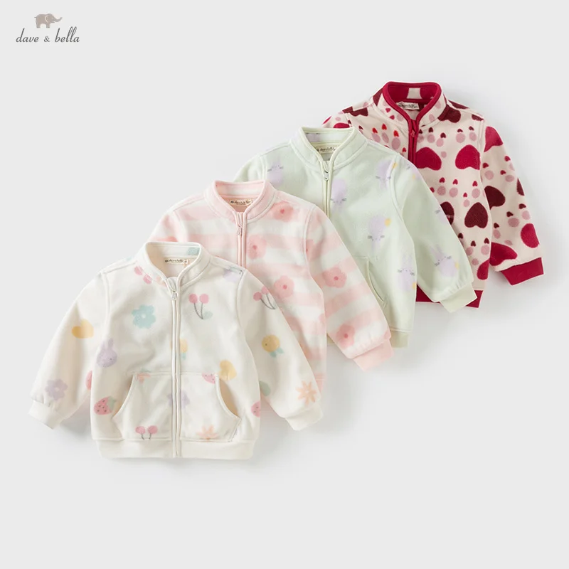 

Dave Bella Children Girls Baby Fleece Outerwear 2025 Spring New Sweet Cute Print Children's Tops Outdoor Comfortable DB396-BB