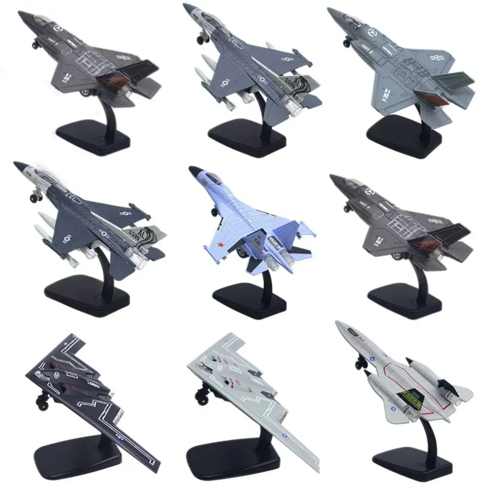 Pullback & Go Jet Rafale Brinquedo de aeronave de combate com som leve Diecast F16 F22 F35 Aviao Modelo de avião Kid Boy Gift