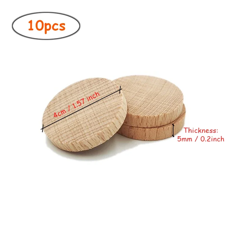 10pcs 4cm Unfinished Wood Circles Coins, Flat Unfinished Round Wood Discs for DIY Supplies Craft Project Painting Writing