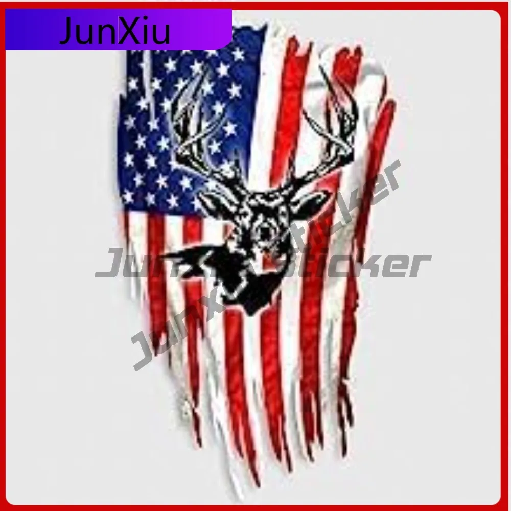 

Large Deer Head American Flag Decal Deer Hunting Sticker Hunter Personalized Decals For Car Bumper Truck Window Funny Big Auto