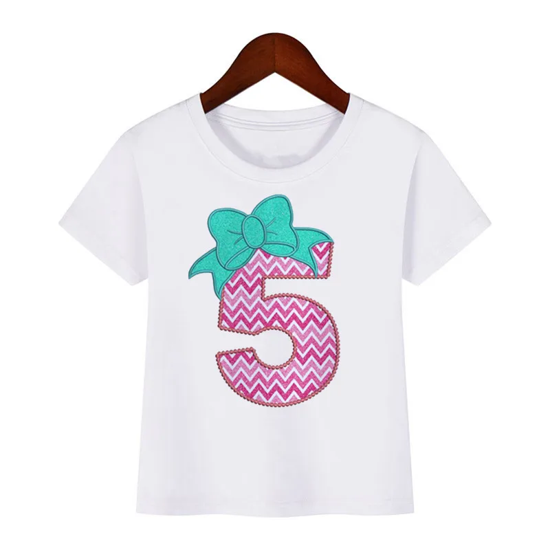 Birthday Number Printed Shirts 1-9 Birthday Party Girls Outfit T-Shirt Wild Tees Girls Tshirts Clothes Kids Gifts Fashion Tops