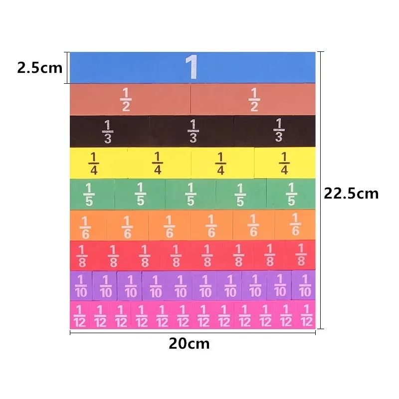 Rompecabezas de fracción magnética EVA forma redonda/forma de tira instrumento de fracciones juguetes educativos de matemáticas Montessori herramienta de aprendizaje de matemáticas