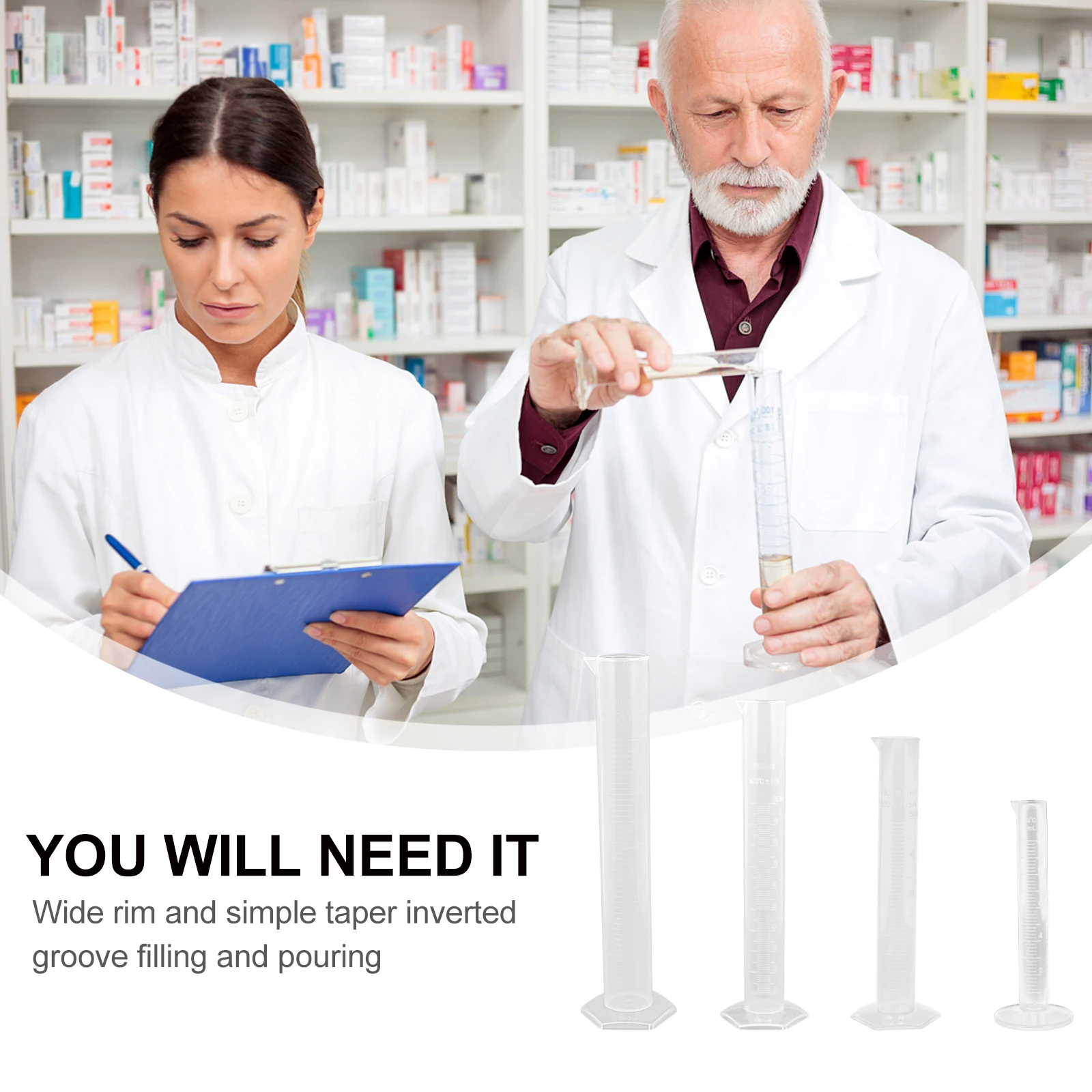 

4Pcs Plastic Graduated Cylinder Premium Transparent Measuring Resistant Accurate Laboratory Liquid Measurement Tool