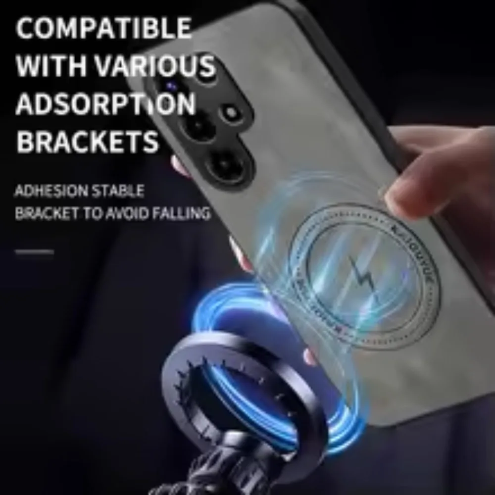 Wireless Charging Phone Case For Samsung Galaxy S26 Ultra S25 Edge S24 FE S23 S22 S21 Plus Magnetic Leather S26 Magsafe Cases - view 5