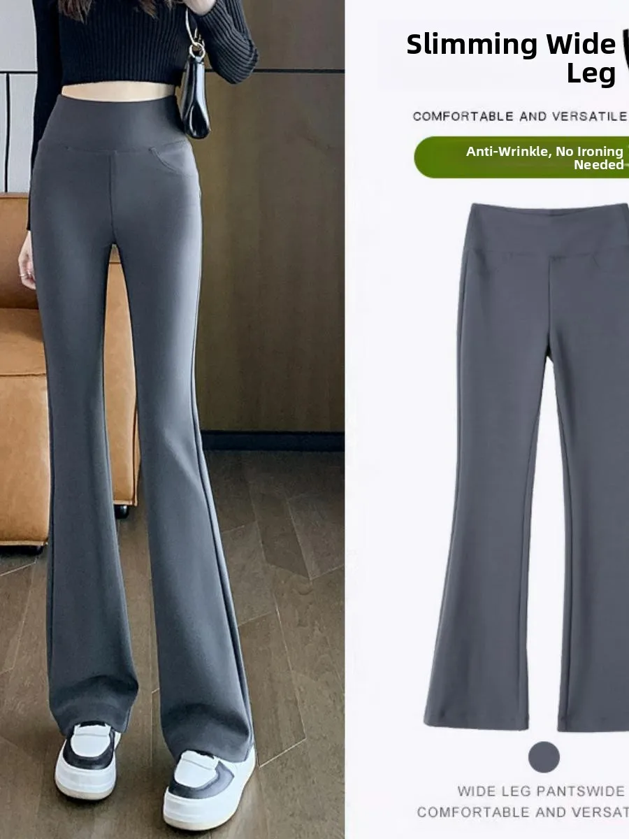 

High Waist Bell Bot Yoga Pants Women's Spring Summer Thin High Waist Abdomen Control Micro Flared Casual Pants