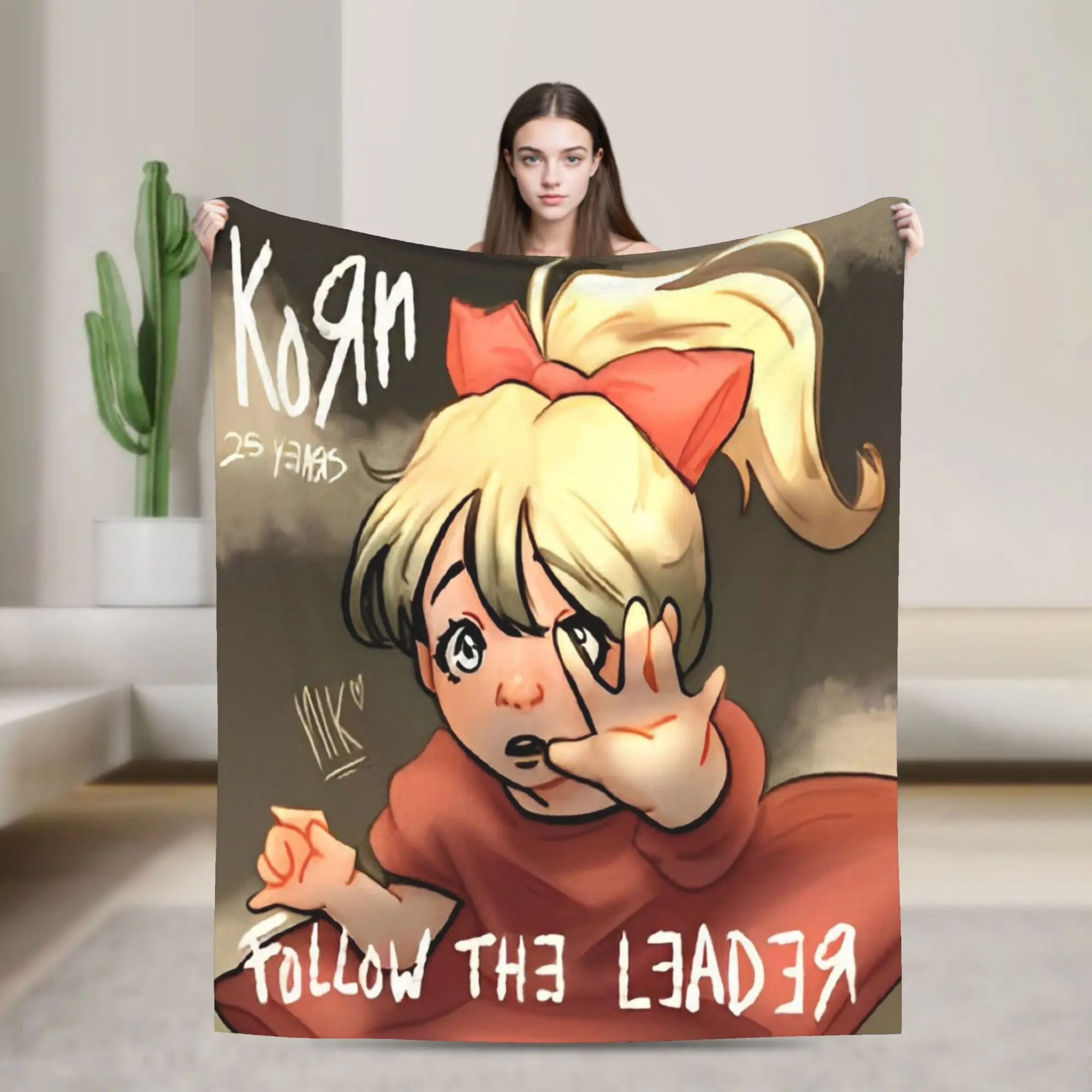 Korns Follow the Leader Flannel Blankets Nu Metal Band Neidermeyers Vintage Throw Blanket for Home 200x150cm Quilt