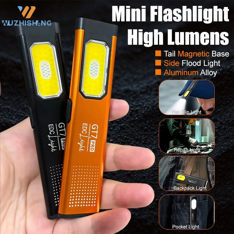 

Magnetic Work Light 5 Light Modes 37g Ultra Lightweight EDC Portable Clip On Flashlight for Outdoor Repair with Silicone Switch