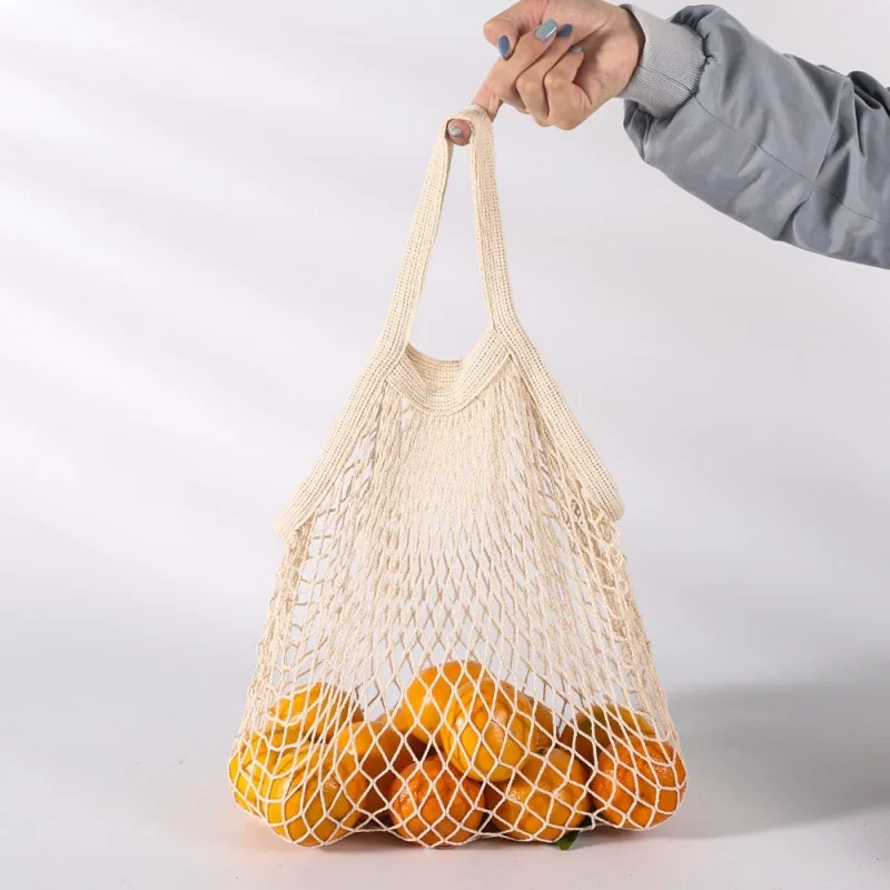 

Home Garden Home Storage Organization Pure cotton bag, vegetable and fruit beach woven mesh bag, portable supermarket shopping