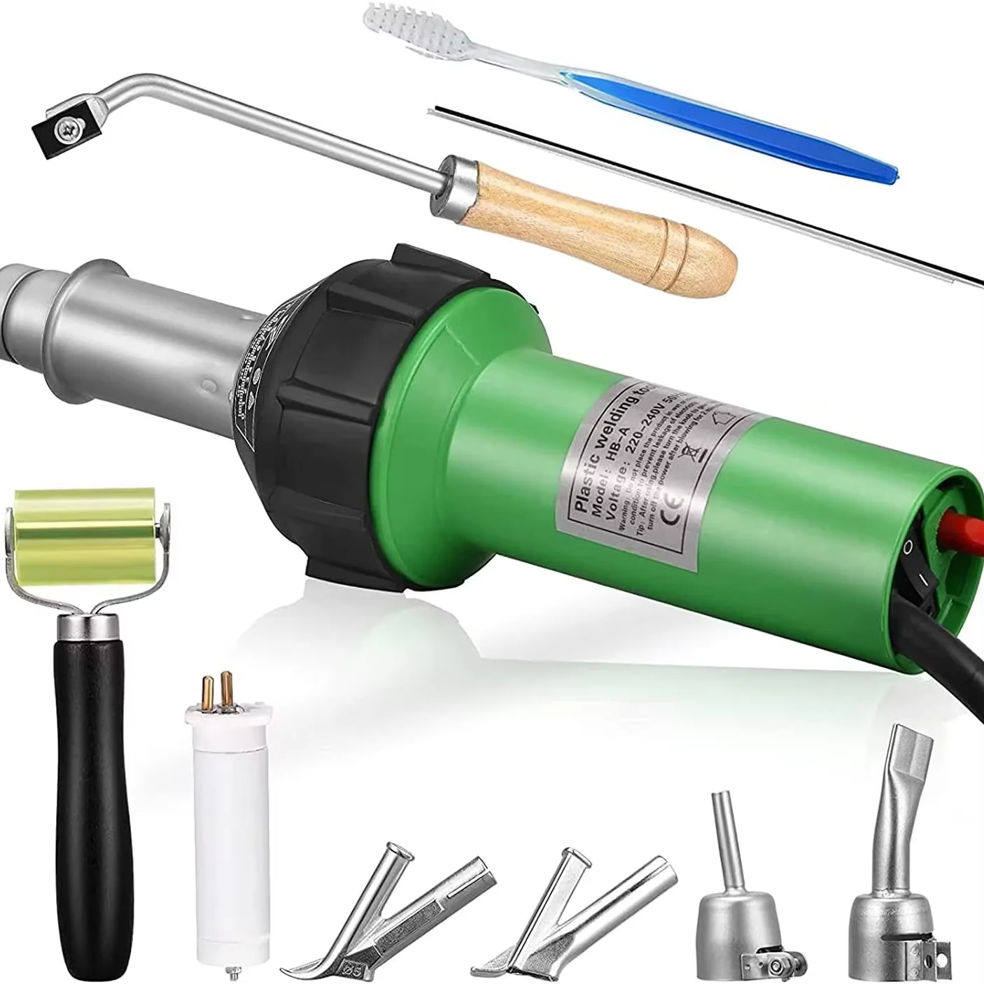Pistola ad aria calda 40 ° C-600 ° Saldatura di plastica ad aria calda per pistole termiche C 1600W, temperatura regolabile per paraurti in plastica termoretraibile in PVC PP