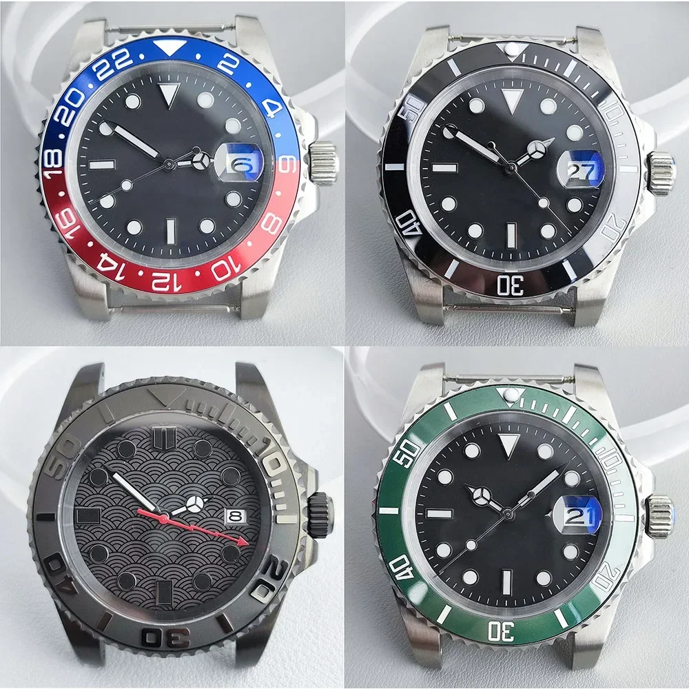 

40mm NH35 Case Dial Hands Stainless Steel Sapphire Glass Waterproof Watch Accessories Part for SUB GMT Yahct NH36 Movement