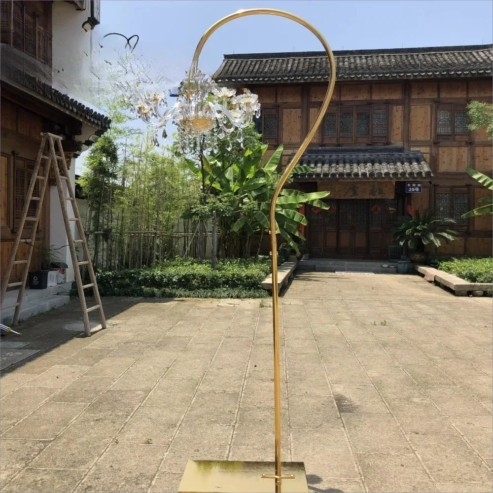 

ZT-470 Gorgeous Wedding Stage Floor Decoration 3m High Metal Standing LED Crystal Chandelier