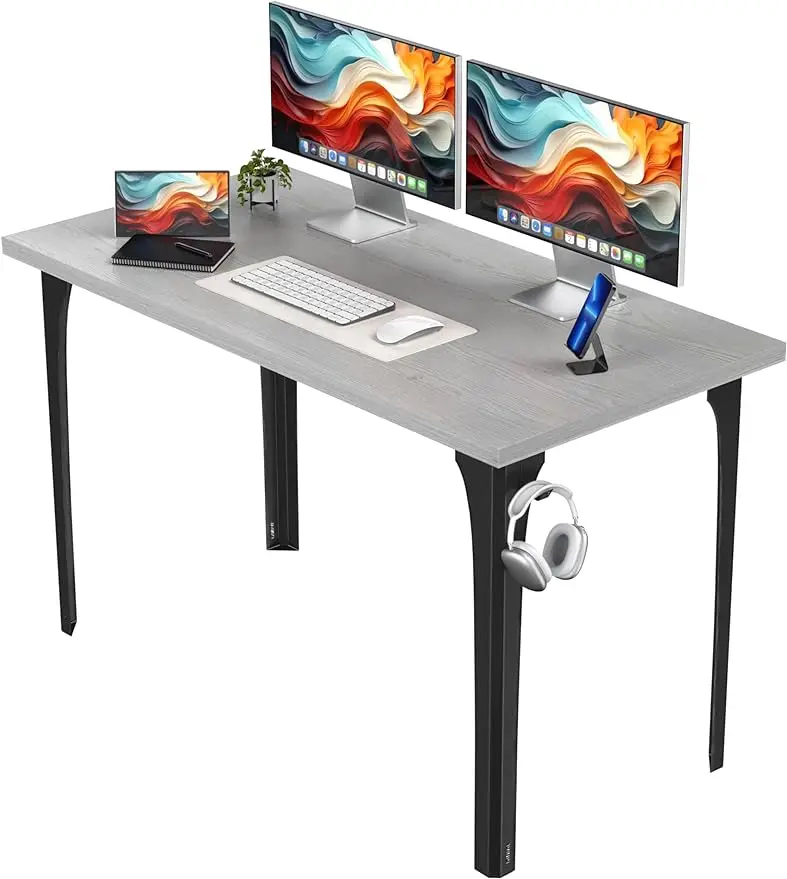 

Study Computer Desk 47" Home Office Writing Small Desk, Modern and Minimal PC Table, Student Writing Desk, Black Metal De