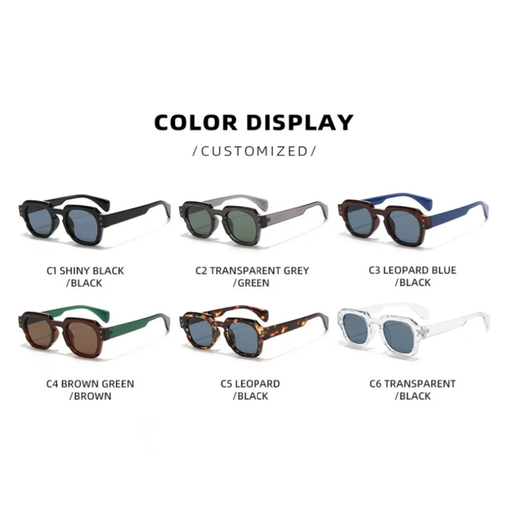نظارات شمسية مخصصة بإطار مربع UV400 للجنسين للنساء والرجال، بيان الموضة للارتداء اليومي #3