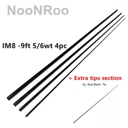 IM8 -9ft 5/6wt 4pc Fly Fishing Rod Blank Repair Rod Building DIY Private Custom Material Transparent Black /Green Color NooNRoo