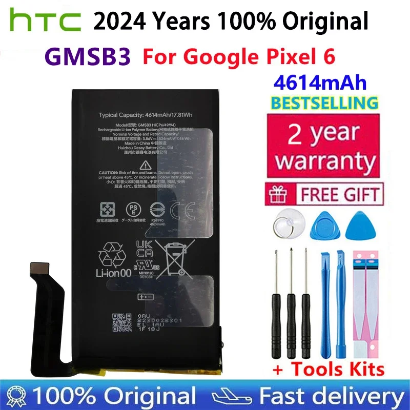 100% Original New High Quality GMSB3 4614mAh Phone Replacement Battery For HTC Google Pixel 6 Pixel6 Batteries Bateria +Tools