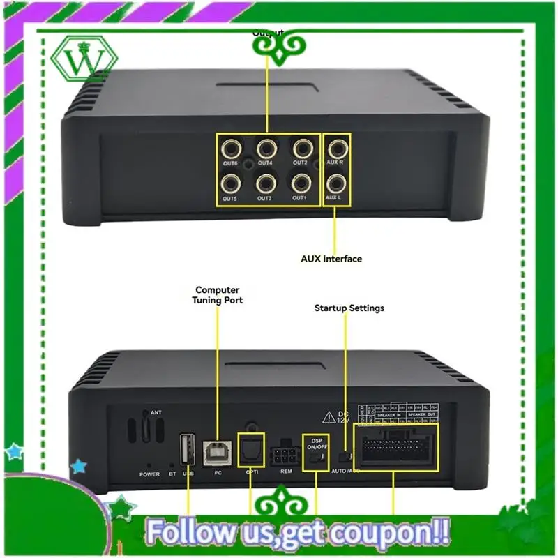 Reliable-31 Band EQ Dsp Audio Processor 4-Input 6-Output Car DSP Amplifier 6 Channels Class AB Car Audio Modification Amp