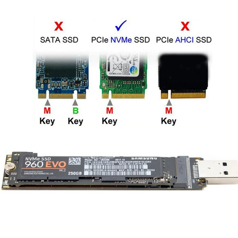 1 Set M.2 NVME SSD To USB 3.1 Adapter Internal Riser Card 10Gbps USB3.1 Gen 2 For M2 Nvme 2230 2242 2260 2280 SSD