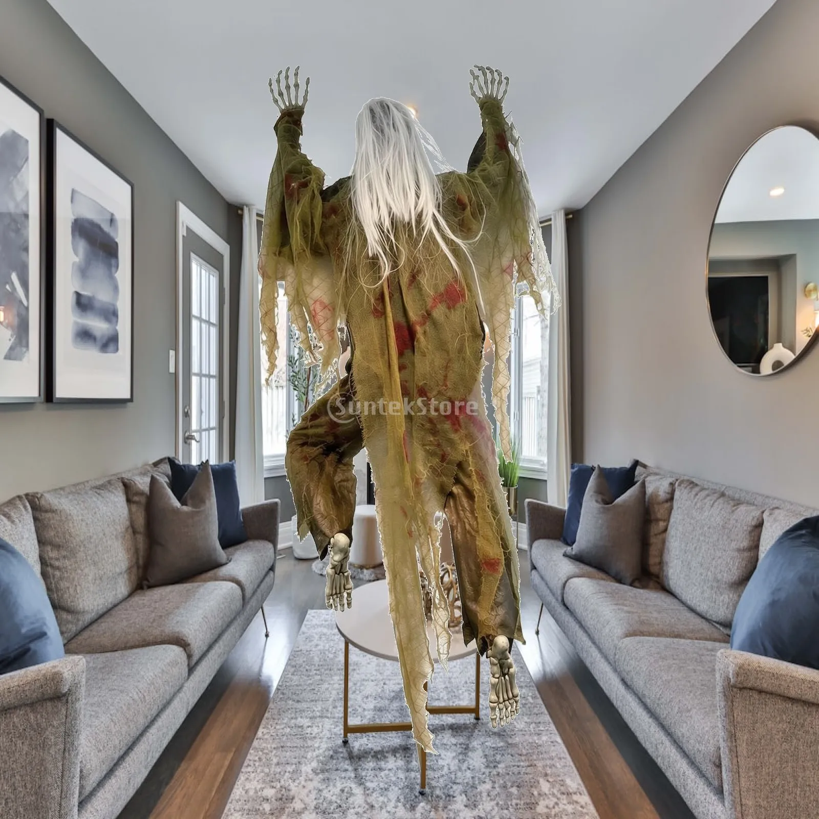 Hanging Ghost Lightweight Crawling Ghost Prop Decorations Outdoor Indoor for Haunted Houses, Graveyard Scenes