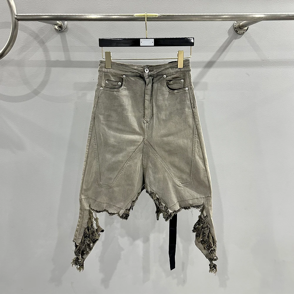 

Cotton-Blend Distressed Hem Women's Denim Skirt Retro-Washed Elegant Commuter High-Waisted A-Line Skirt 2026 Spring New Y2k