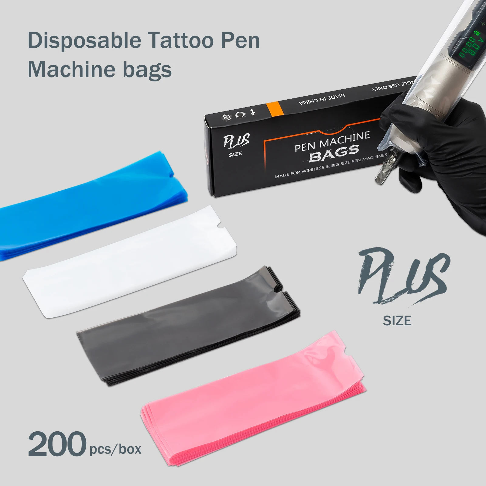 EZ-cartucho desechable para máquina de tatuaje, bolsas de plástico, tipo bolígrafo, 200 unids/lote por bolsa