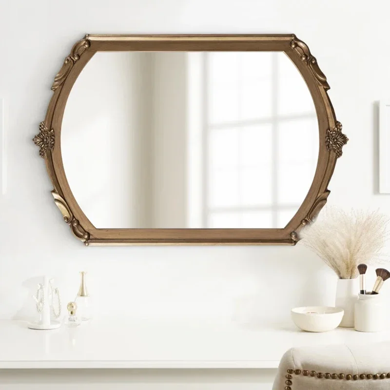 

Retro carved vanity mirror, large desktop vanity mirror, French wall-mounted enigma mirror, European style1184