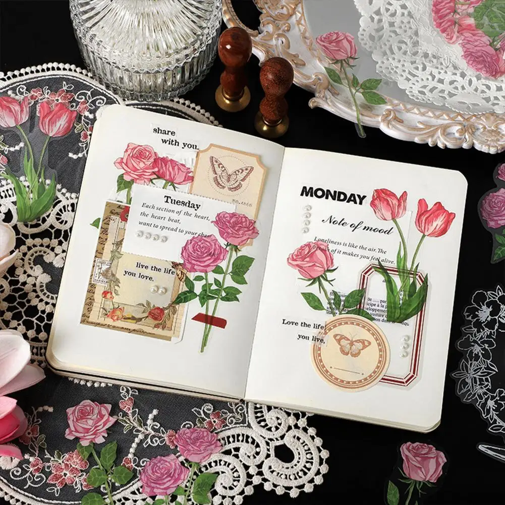 DIY Removeable Peony Retro Wall Scrapbooking Decals Refrigerator Decals