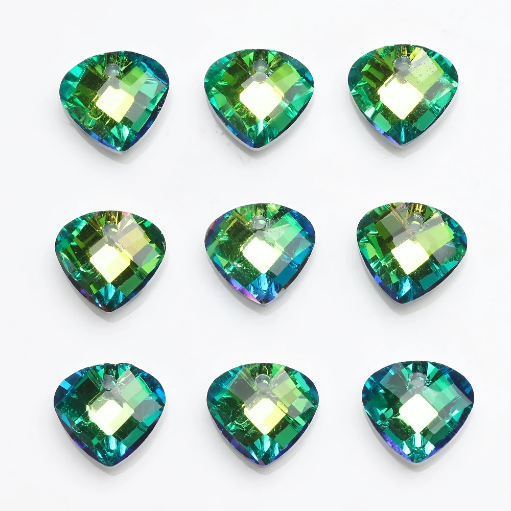 20Pcs 14mm Multicolor Glass fanshaped Pendant Beads Crystal Charms For Women Jewelry Making Necklaces DIY Earring Accessories