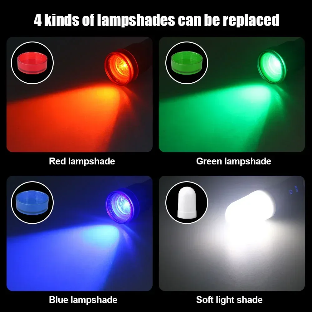 مصباح يدوي ليزر أبيض USB شحن محمول متعدد الوظائف ضوء التخييم سبائك الألومنيوم تلسكوبي التكبير ثلاثة ألوان الشعلة خيمة #2